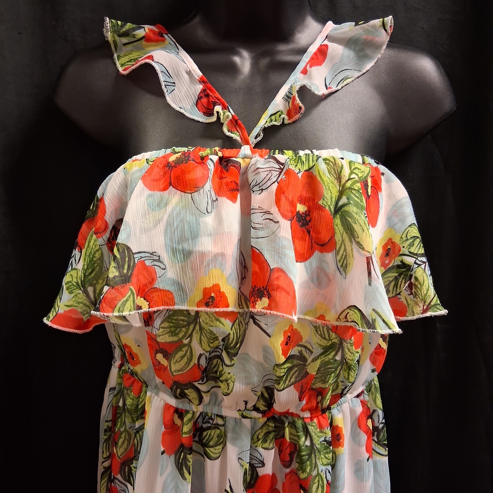 Olsenboye Floral Maxi Dress - Red and Green